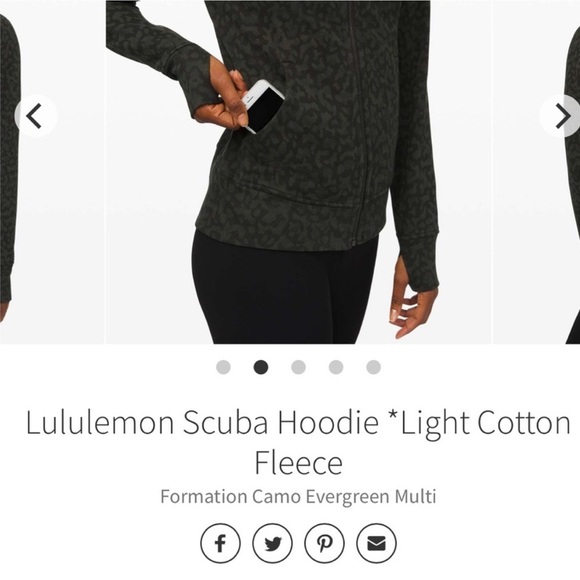 Lululemon Scuba Hoodie 365 Camo Dark Olive Black Womens Size 8 - Picture 2 of 11